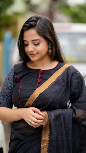 Anushka Blue Ajrakh Samosa Blouse