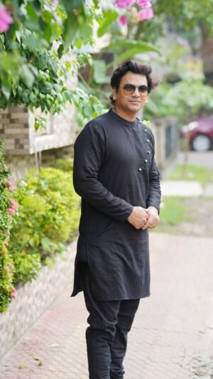 Black Asymmetrical Kurta Set