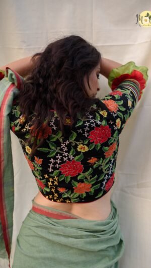 Kalamkari Kantha Blouse with Double Frills