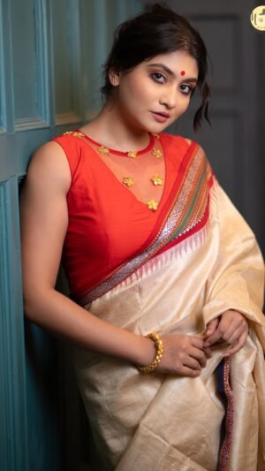 Red Radiance Gota Patti Blouse – Handcrafted Elegance in Cotton Silk