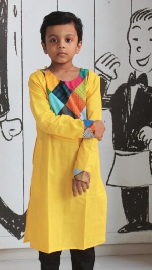 Yellow Patchwork Punjabi