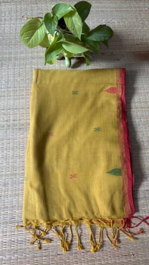 Mustard Meadow – Handwoven Jamdani Saree