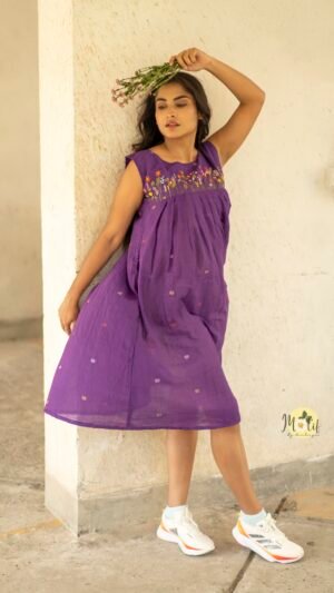 Shreya Purple Jamdani Dress
